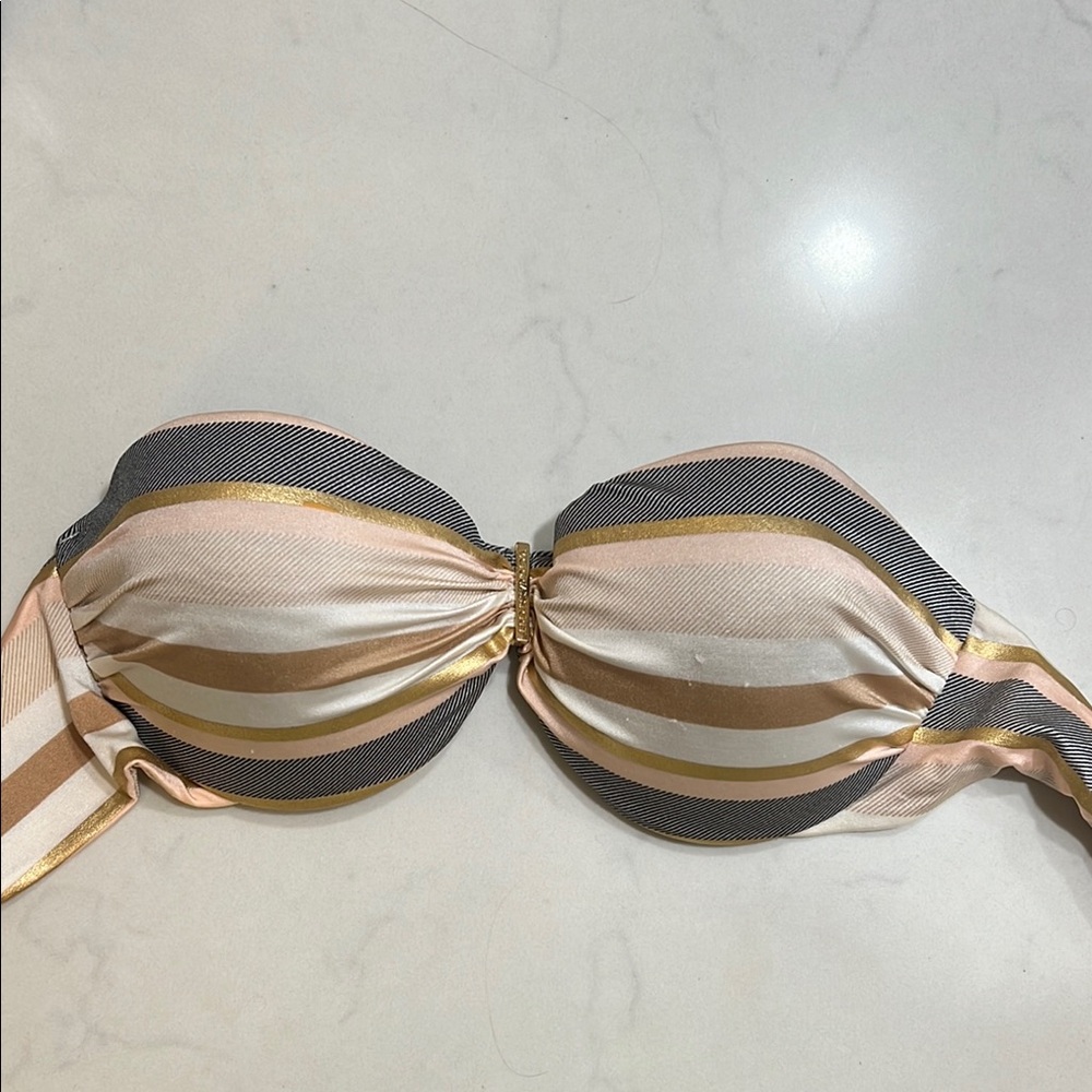 Striped Multi-Color Bandeau Swim Bikini Top